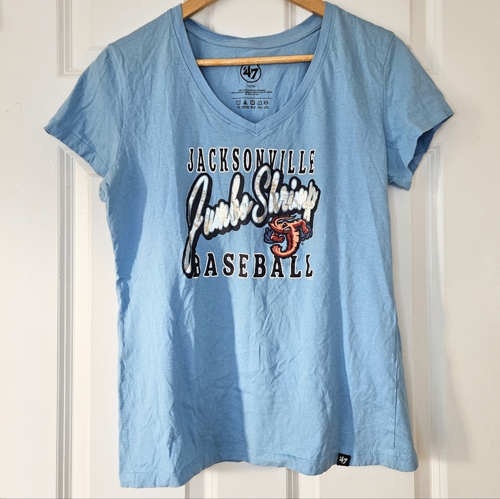 47 Brand Jacksonville Jumbo Shrimp Tee Tshirt Blue Womens L Large